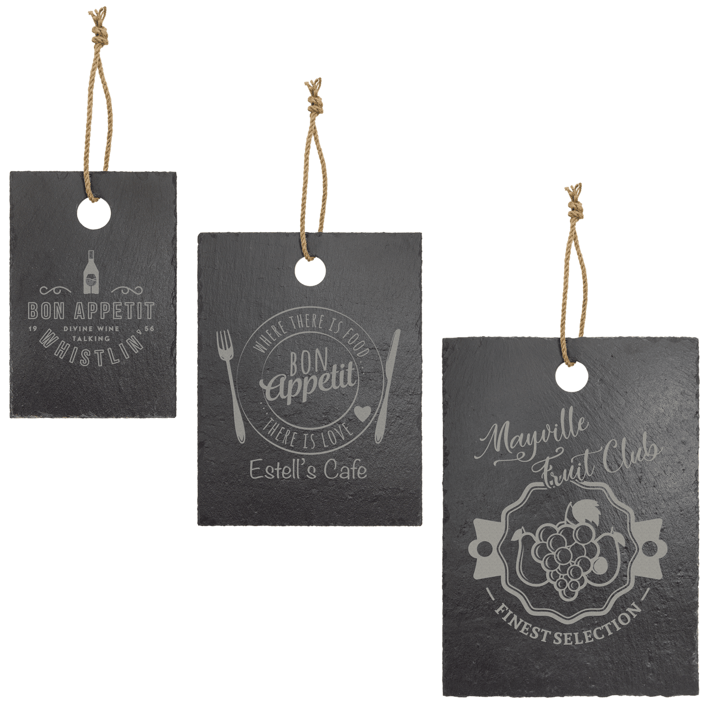 Engraved 13 3/4" x 9 3/4" Rectangle Slate Cutting Board with Hanger String