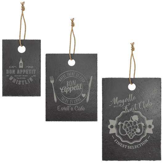 Engraved 13 3/4" x 9 3/4" Rectangle Slate Cutting Board with Hanger String