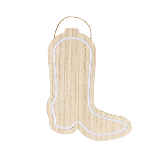 Engraved LED Light Up Wooden Boot