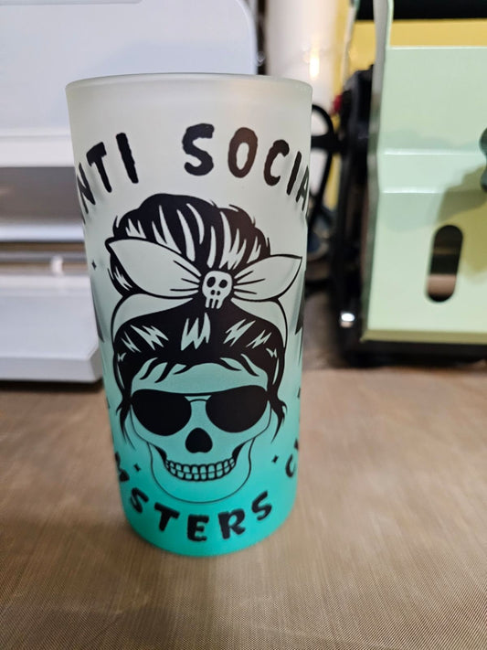 Antisocial Momsters Glass Tumbler